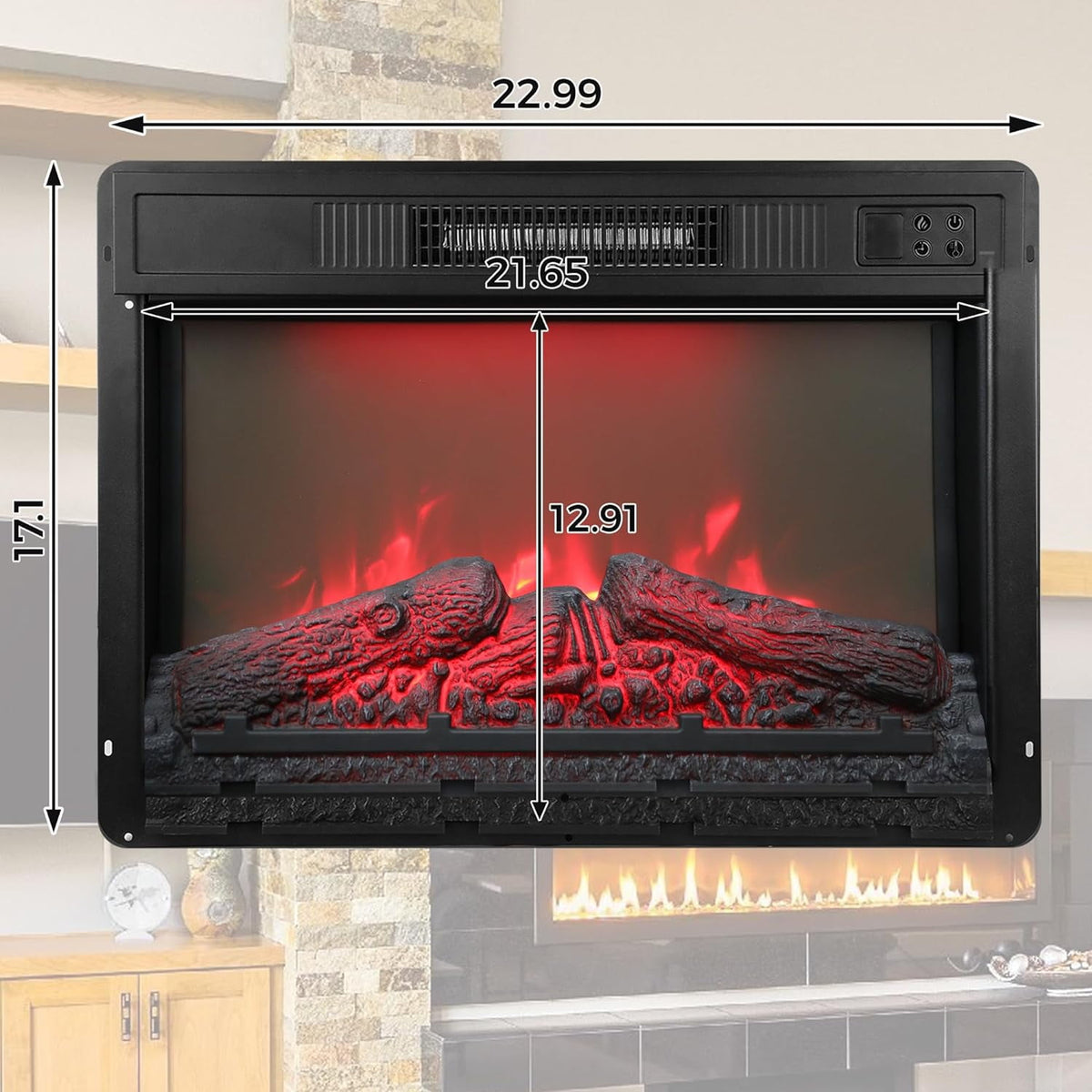 60 inches Electric Fireplace, Recessed and Wall Mounted Fireplace, Adjustable 20 Flame Colors and 5 Speeds, Remote Control & Touch Screen with Timer, Linear Fireplace W/Thermostat, Black