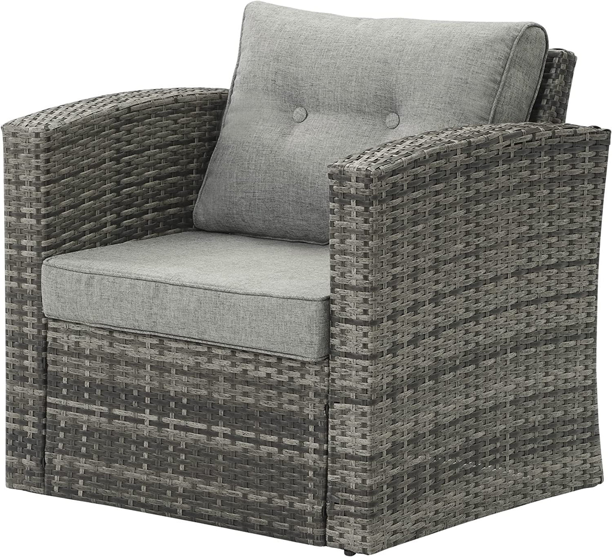 Royalcraft Patio Wicker Chair All Weather Wicker Single Armchair Rattan Sectional Sofa for Garden, Beach, Balcony and Poolside, Aluminum Frame