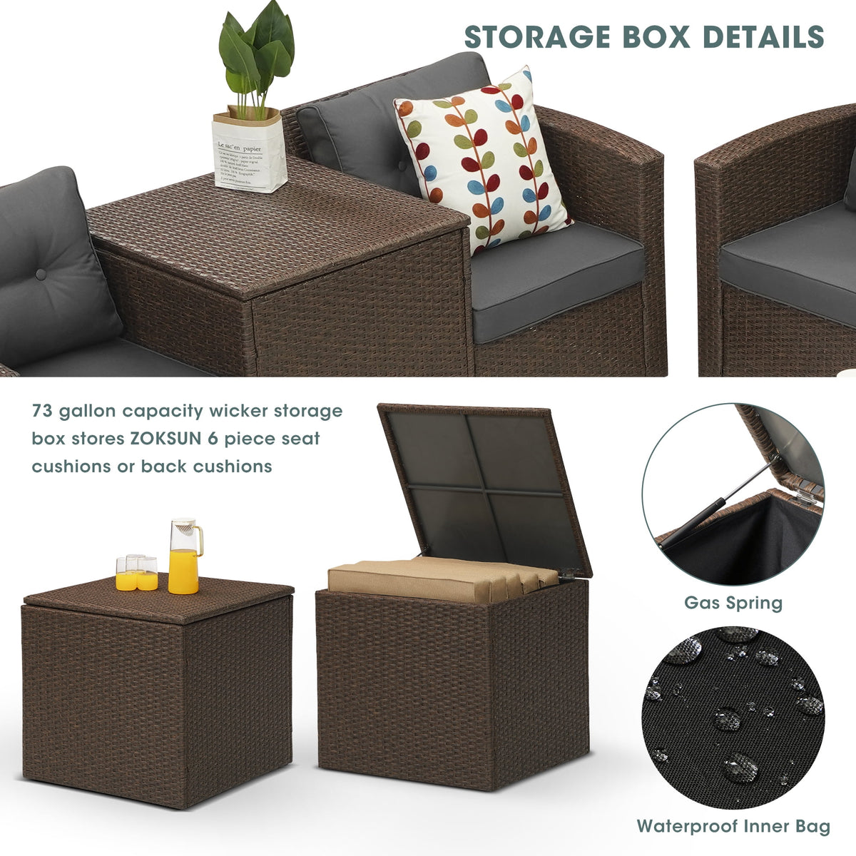 Royalcraft Outdoor Patio Furniture Set,9 Pieces Outdoor Sectional Wicker Sofa PE Rattan Conversation Sets with Non-slip Cushions,Aluminum Frame,Grey