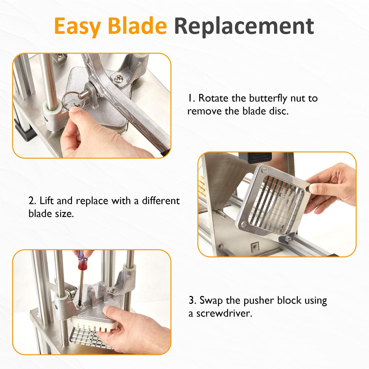 Royalcraft French Fry Cutter Heavy Duty, Commercial Potato Slicer with 2 Blades (1/2" & 3/8"), Stainless Steel for Home & Restaurant