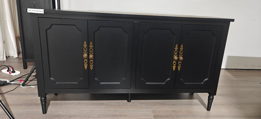 RoyalCraft Console Cabinet, 58'' Mid Century Modern Pantry Cabinet, Wood Buffet Cabinet, Media Cabinet with 4 Doors, Accent Cabinet for Entryway, Living Room, Bedroom, Dining Room